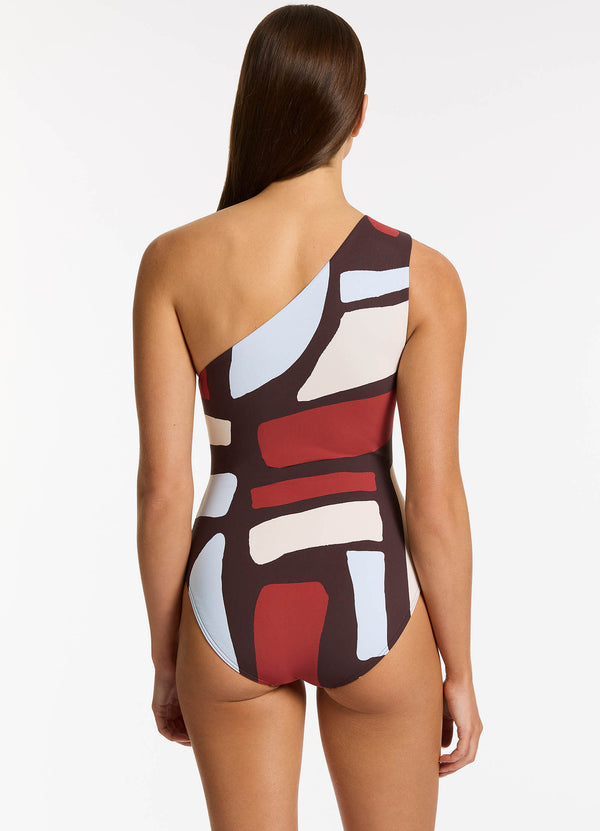 Zarla One Shoulder One Piece - Ruby