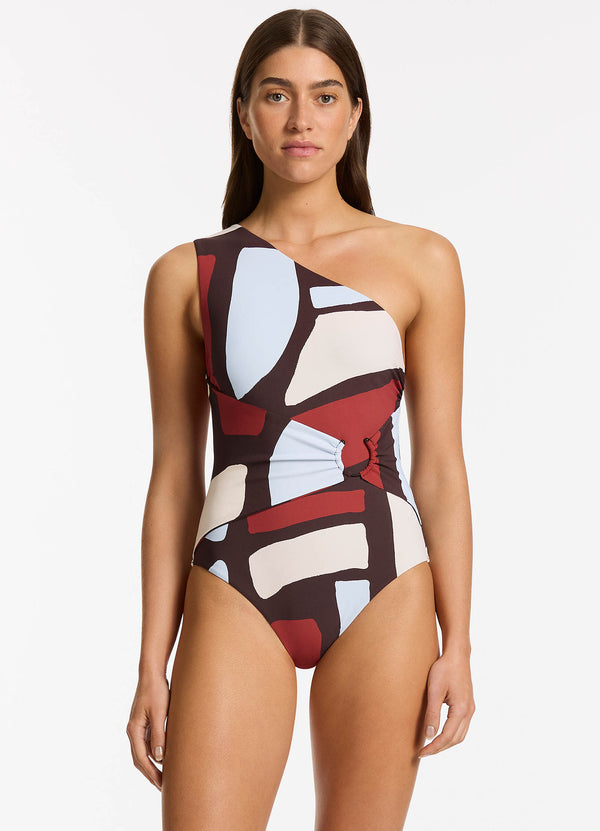 Zarla One Shoulder One Piece - Ruby