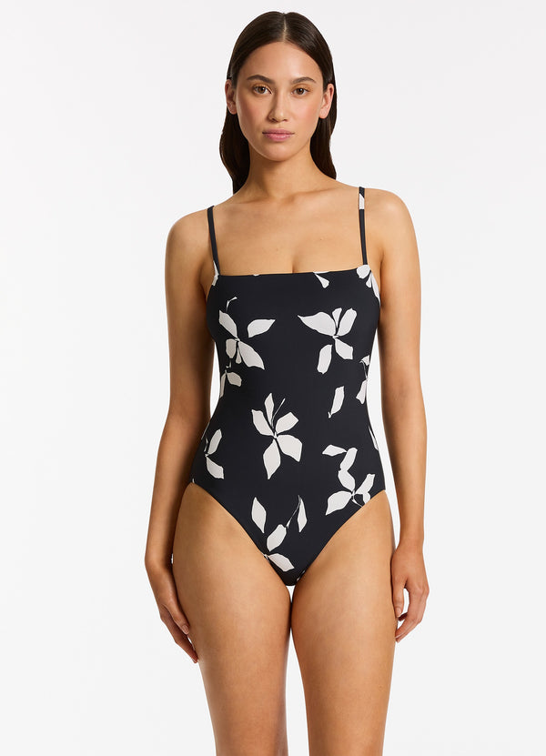 Elora Bloom Minimal Tank One Piece - Black