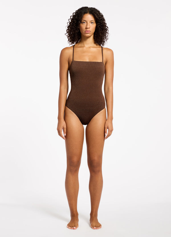 Tirari Nights Minimal Tank One Piece - Chocolate