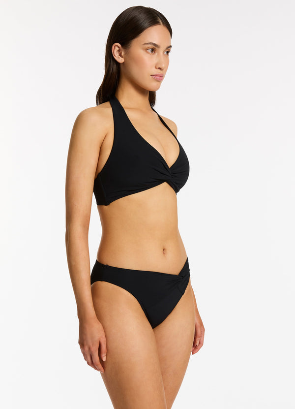 Jetset Twist Front Hipster Bikini Bottom - Black