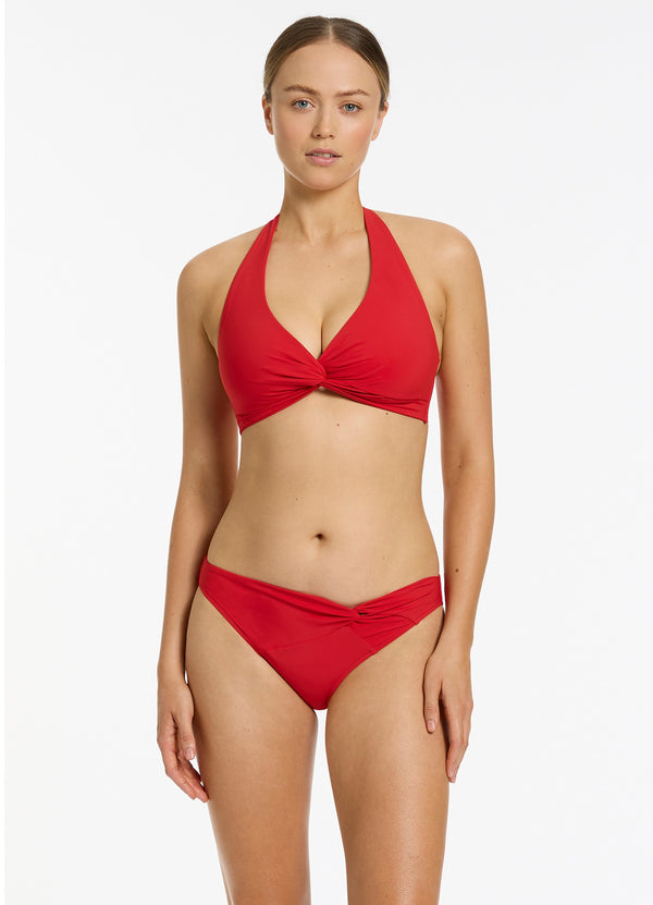 Jetset Twist Front Hipster Bikini Bottom - Rosso