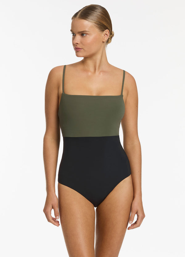 Versa Tank One Piece - Olive/Black