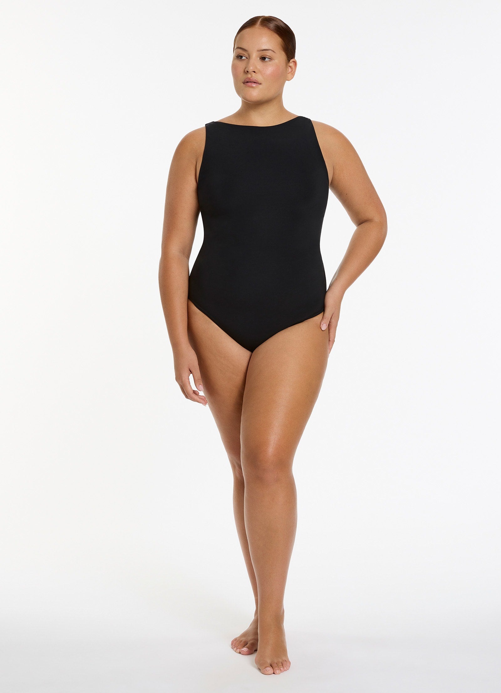 Jetset Boat Neck One Piece Black JETS Australia