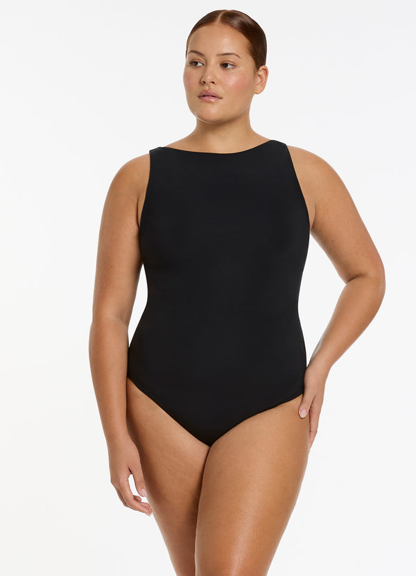 Jetset Boat Neck One Piece - Black