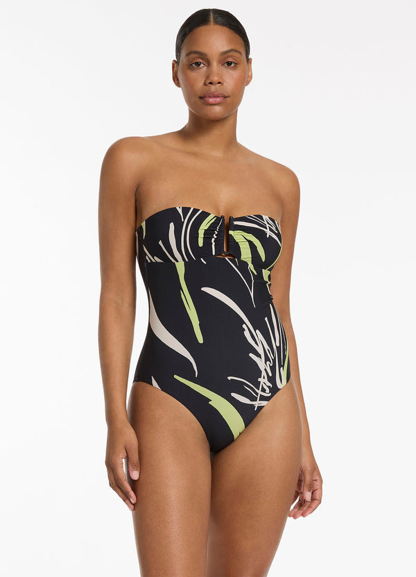 Catalina Moulded Bandeau One Piece - Black