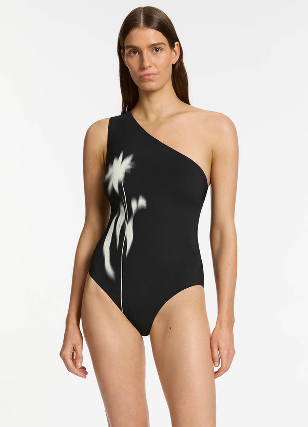 Elora One Shoulder One Piece - Black