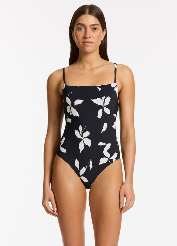 Elora Bloom Minimal Tank One Piece - Black