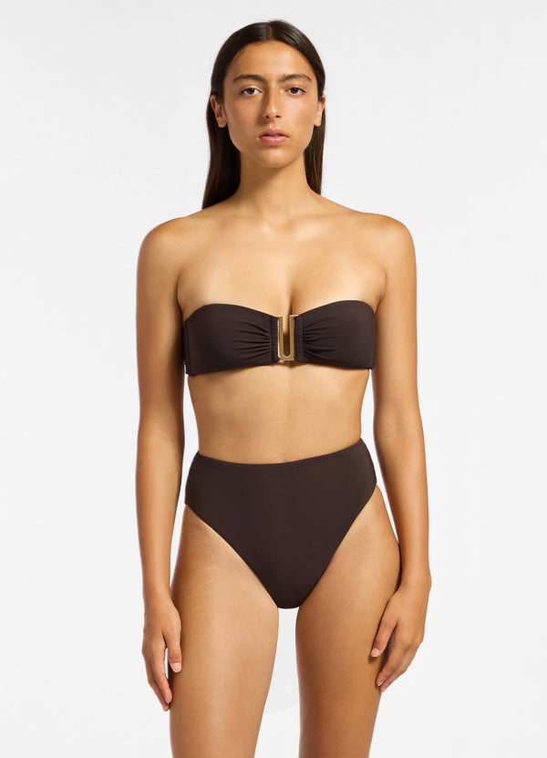 Jetset High Waisted Bikini Bottom - Chocolate