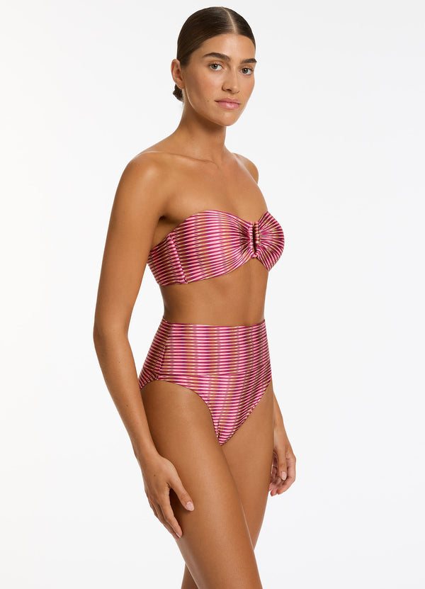 Alessia Geo Fold Down Bikini Bottom - Peony