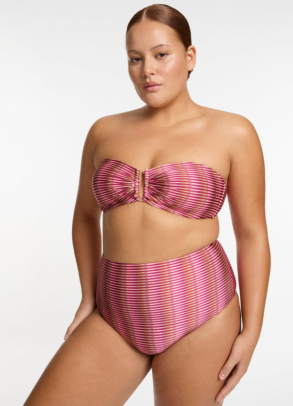 Alessia Geo High Waist Bikini Bottom - Peony