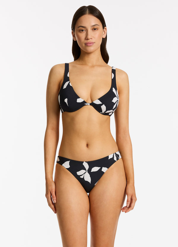 Elora Bloom Hipster Bikini Bottom - Black