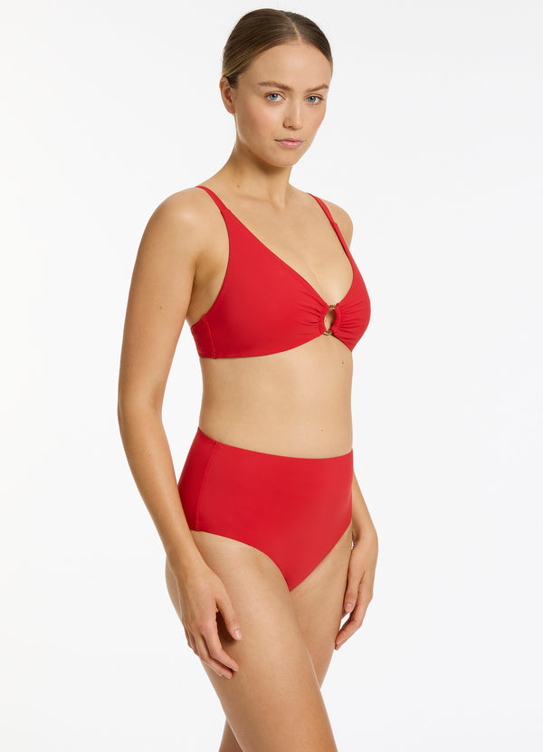 Jetset High Waisted Bikini Bottom - Rosso