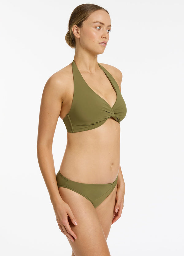 Jetset D-DD Twist Front Bikini Top - Moss