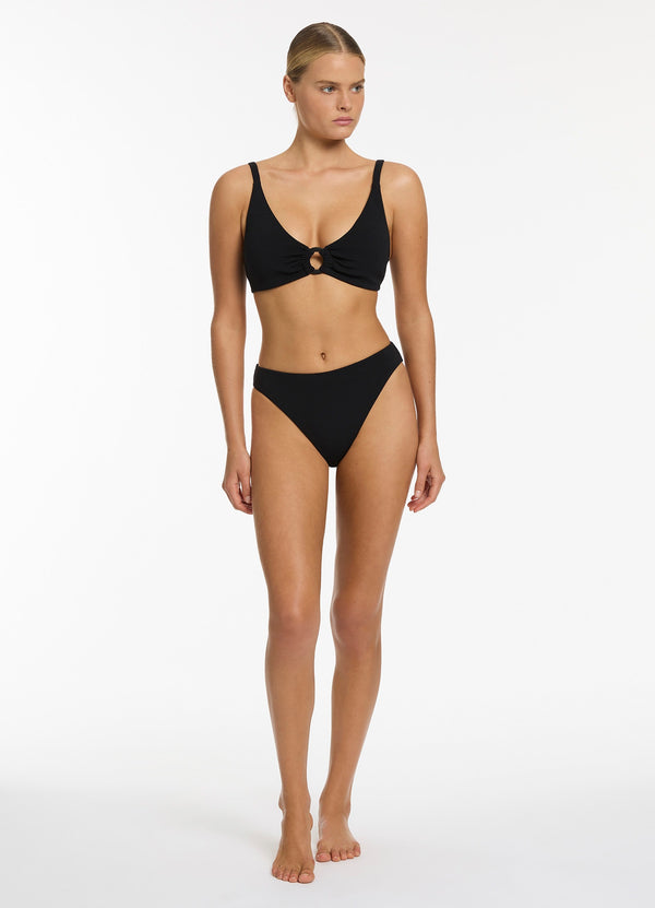 Isla Rib C-D Triangle Bikini Top - Black