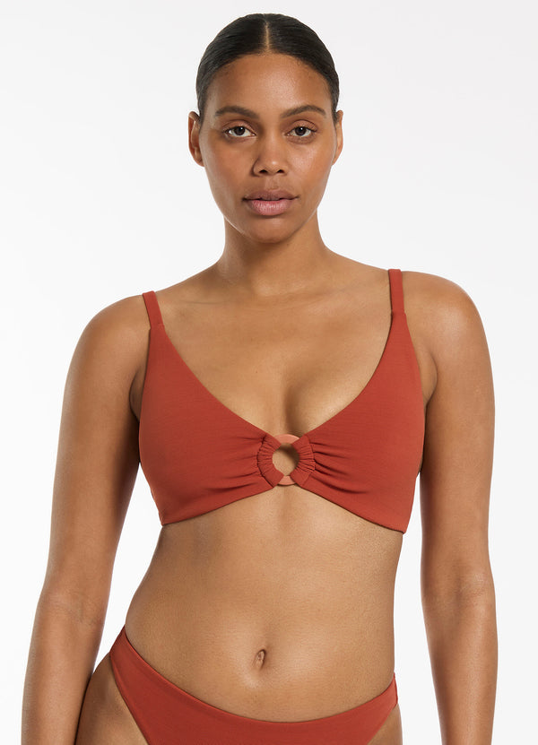 Isla Rib C-D Triangle Bikini Top - Russet