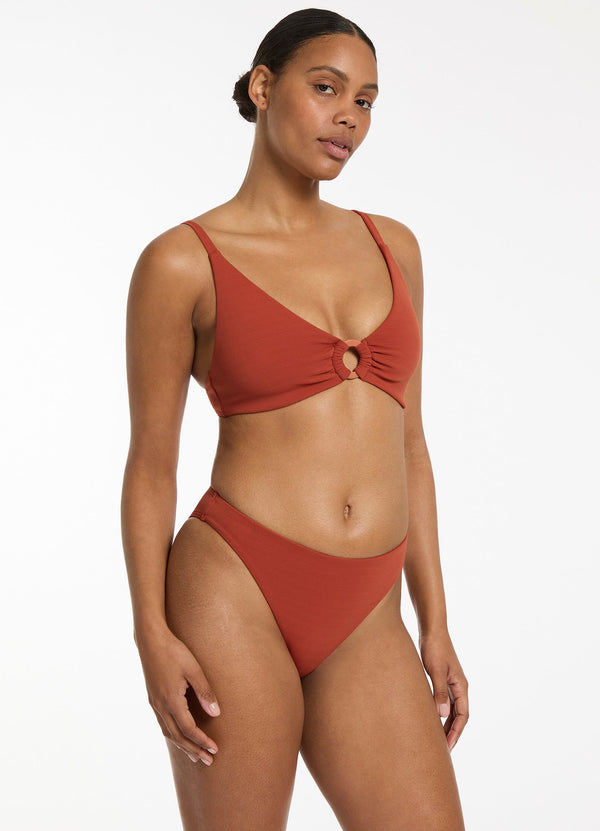 Isla Rib C-D Triangle Bikini Top - Russet