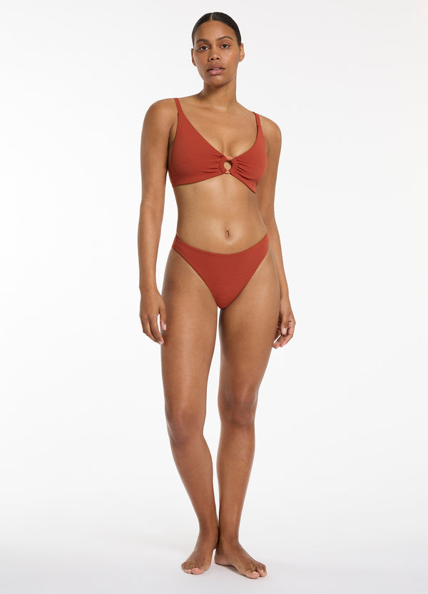 Isla Rib C-D Triangle Bikini Top - Russet