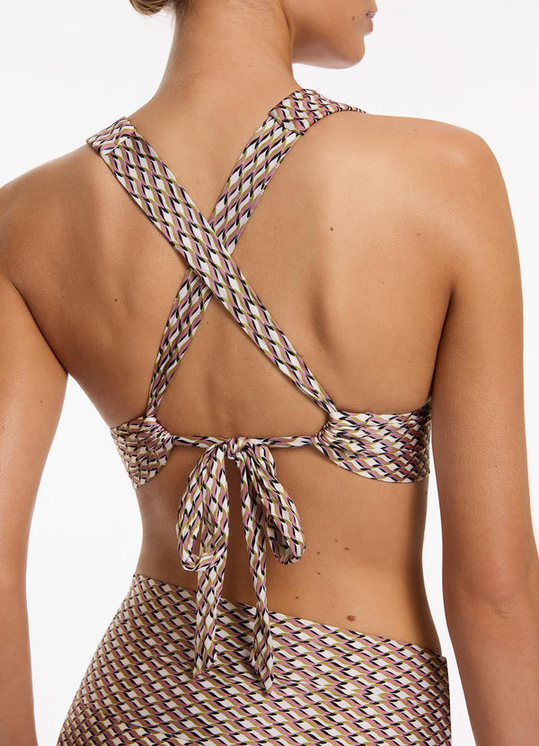 Infinity Soft Tie Back Triangle Bikini Top - Kelp