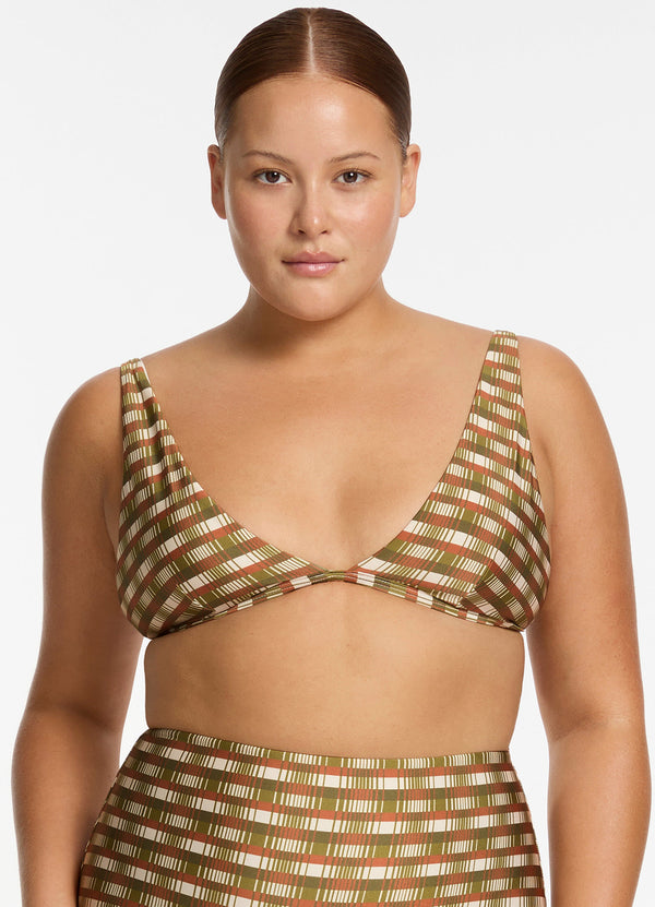 Sorella Geo Minimal Triangle Bikini Top - Moss