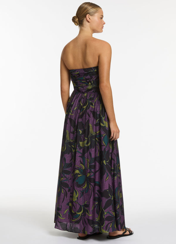 Midnight Tropical Cut Out Strapless Dress - Amethyst – JETS Australia