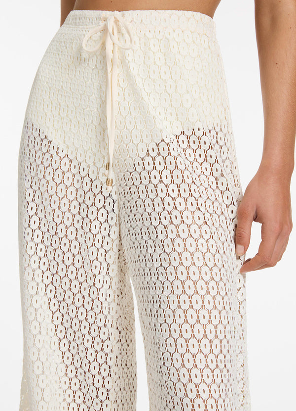 Jetset Stretch Lace Pant - Cream