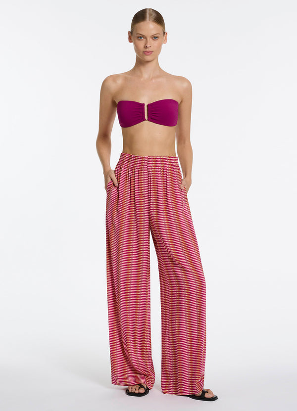 Alessia Geo Wide Leg Pant - Peony