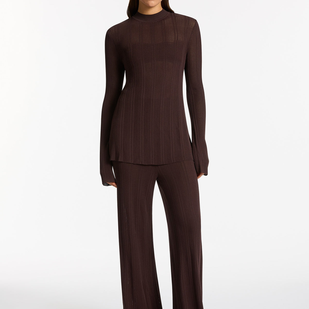 Jetset Knit Long Sleeve Top - Chocolate – JETS Australia