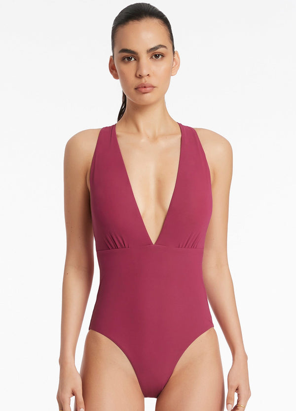 Jetset Plunge Loop Back One Piece  - Orchid