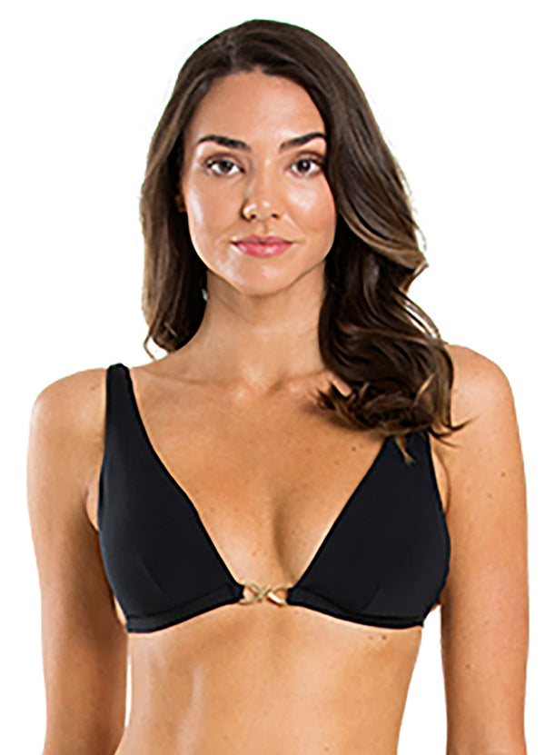 Jets Icon Triangle Bikini Top - Black