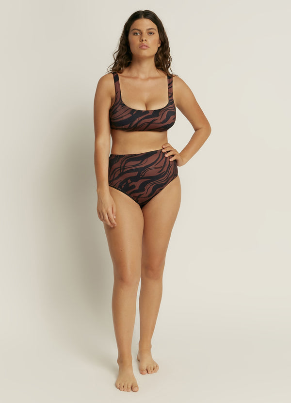 Nomade C/D Underwire Top - Burnt Clay/Black
