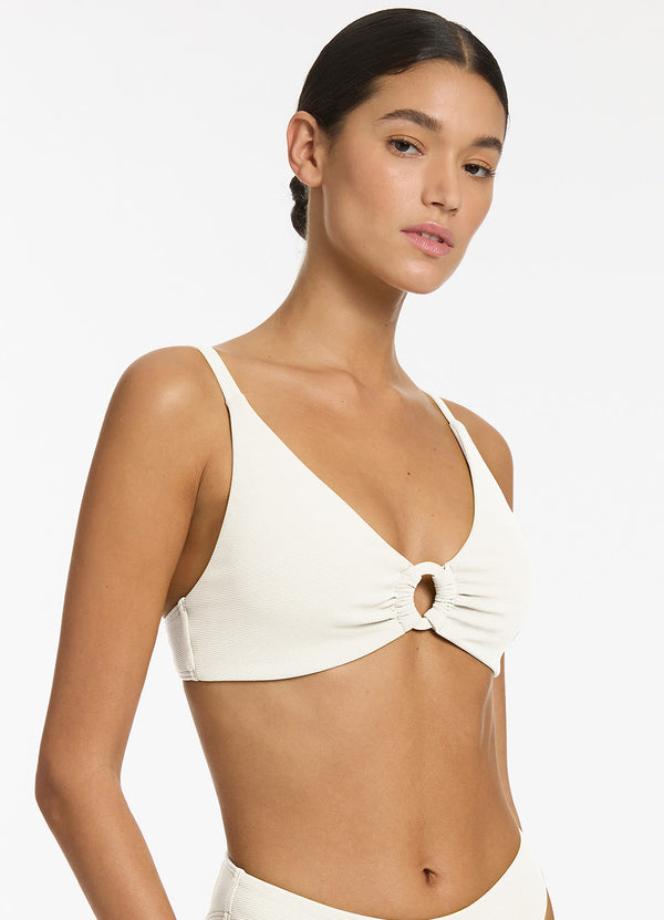 Isla Rib C-D Tringle Bikini Top - Cream