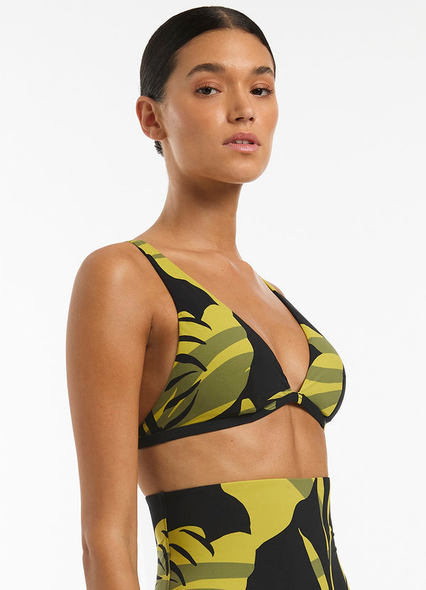 Shadow Palm Longline Triangle Bikini Top - Black – JETS Australia