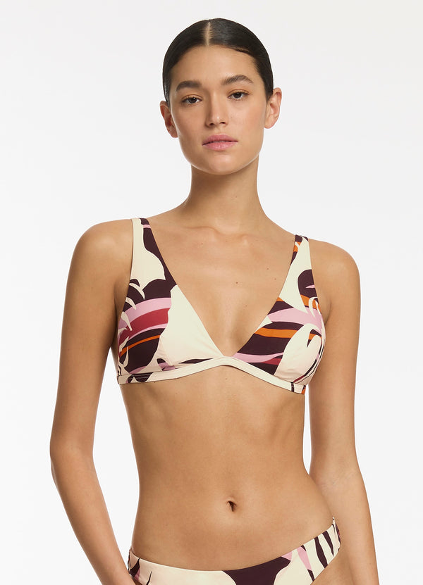 Shadow Palm Longline Triangle Bikini Top - Port