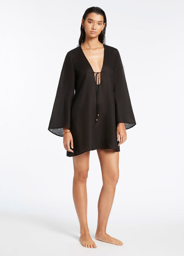 Jetset Tie Front Kaftan - Black