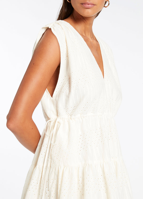 Broderie Tiered Cover Up - Cream