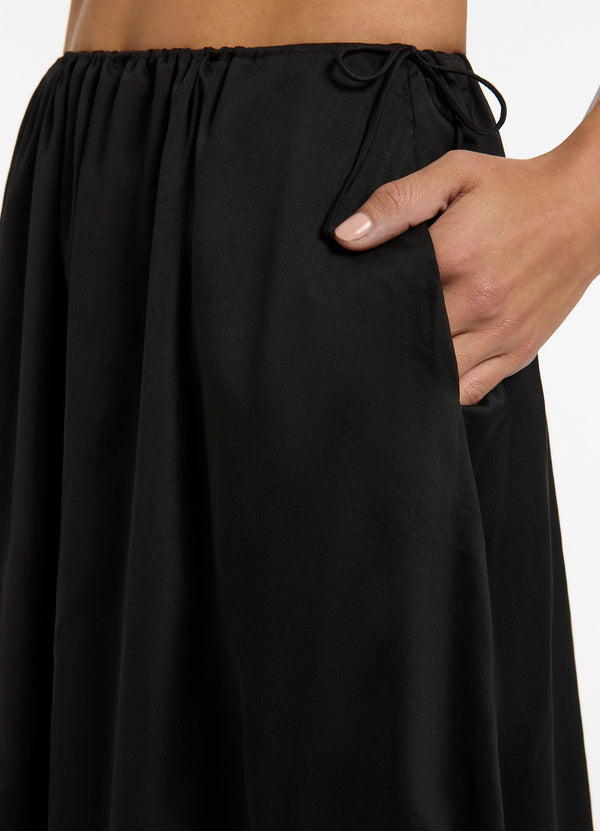 Jetset Gathered Maxi Skirt - Black